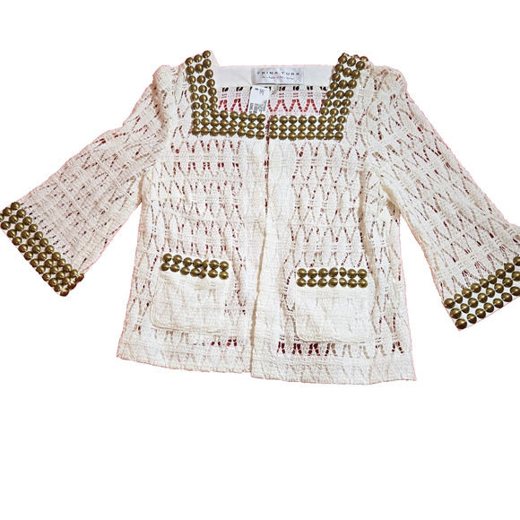 Trina Turk Cotton size 8 sweater with brass - Picture 9 of 16